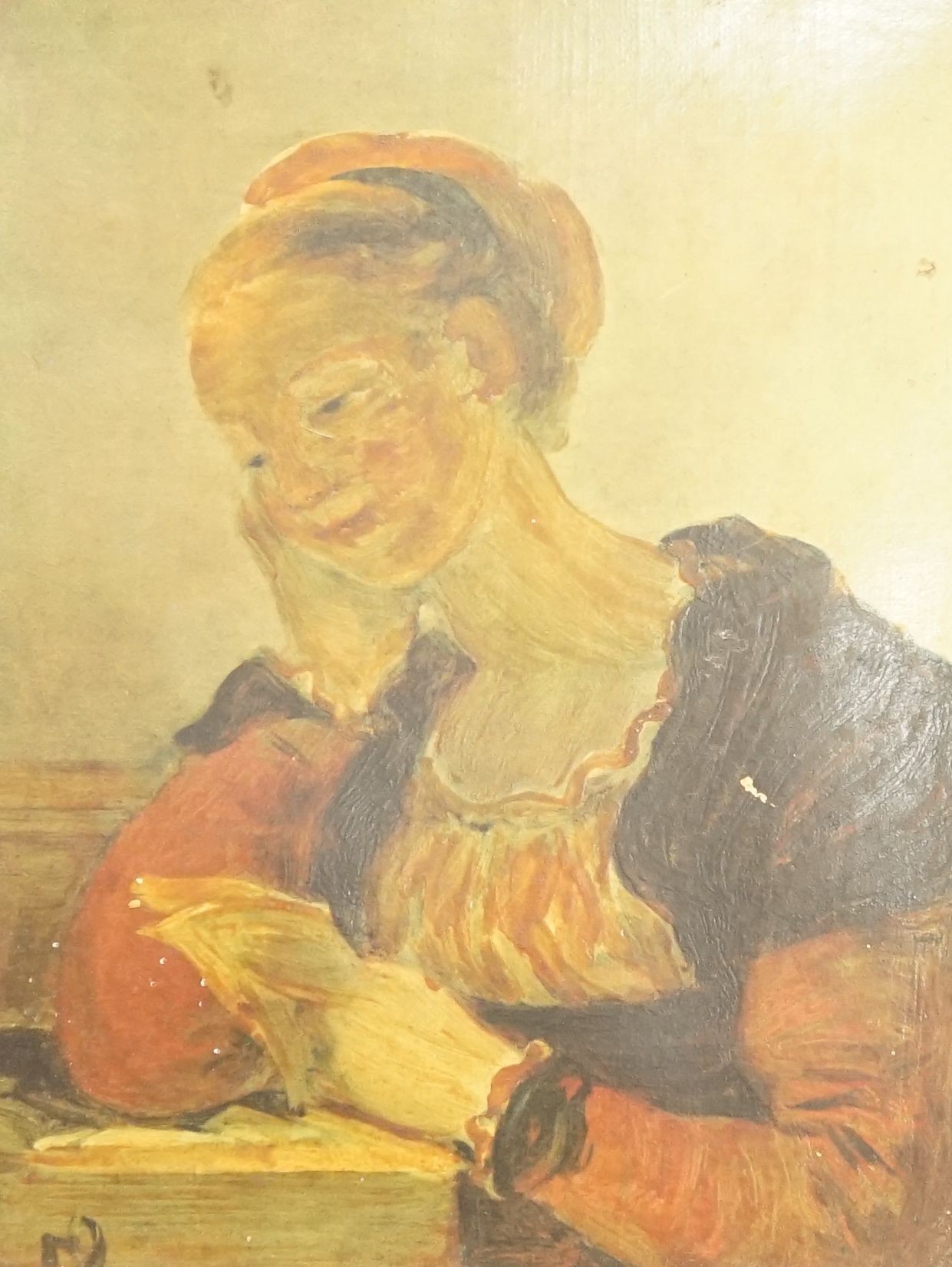 Oleograph after Fragonard, 26. 5 cm x 20 cm